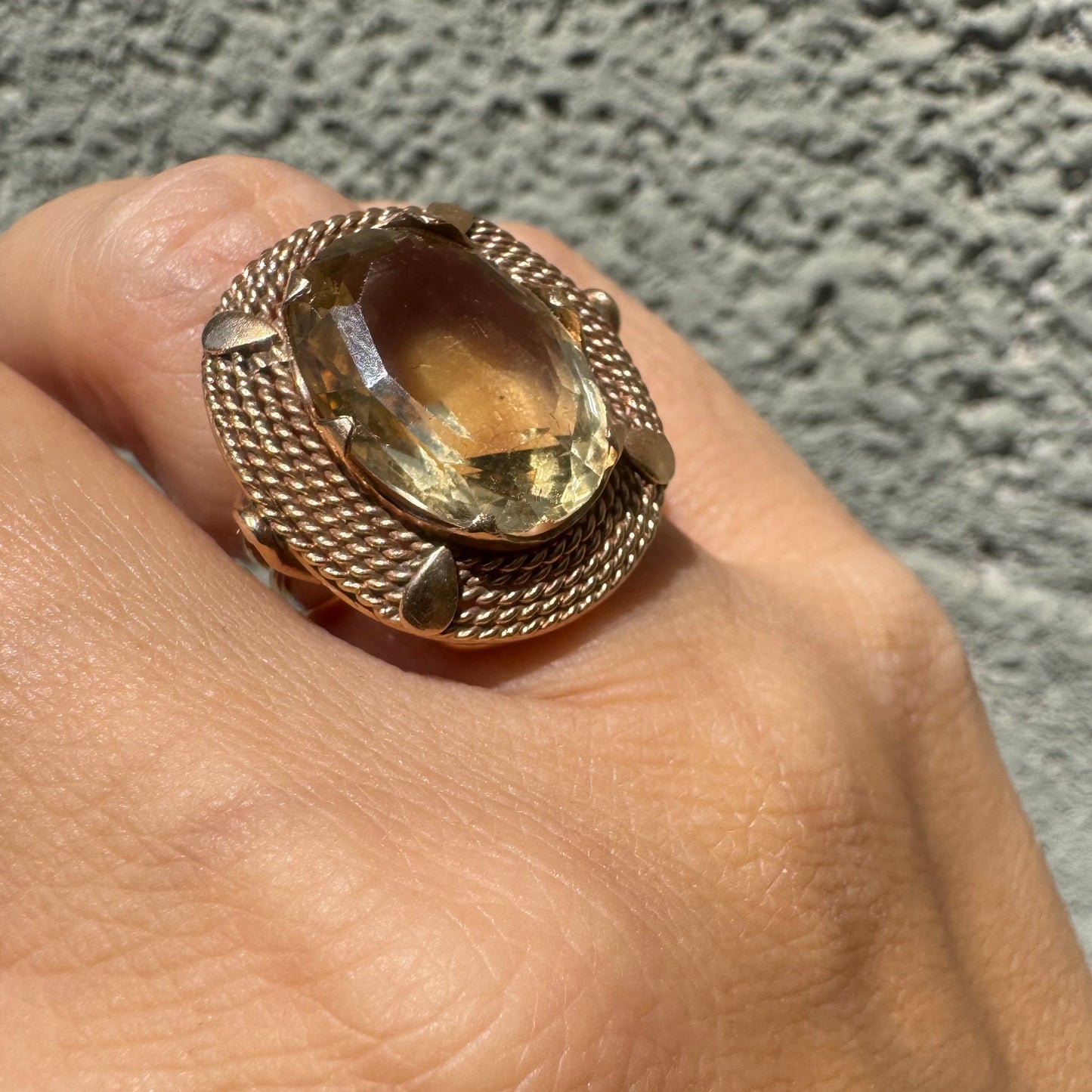 14K gold ring set with Smoky Quartz