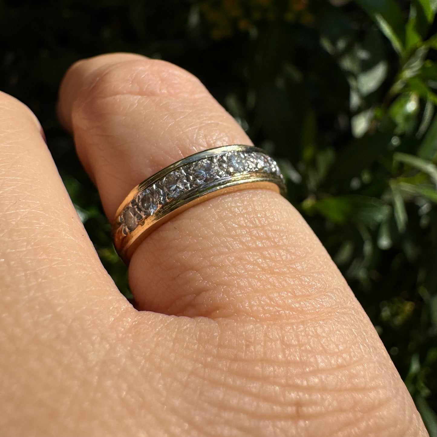 14K Half Eternity ring set with a row of sparkling round Diamonds