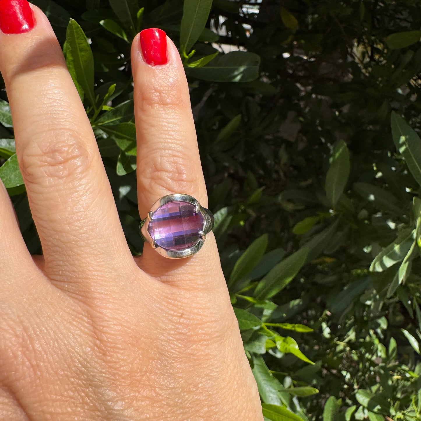 14K gold ring set with Amethyst