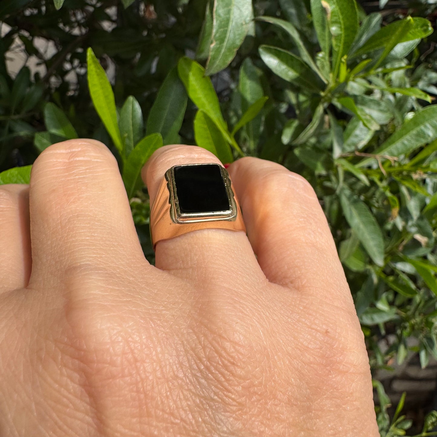 14K gold ring set with Black Onyx