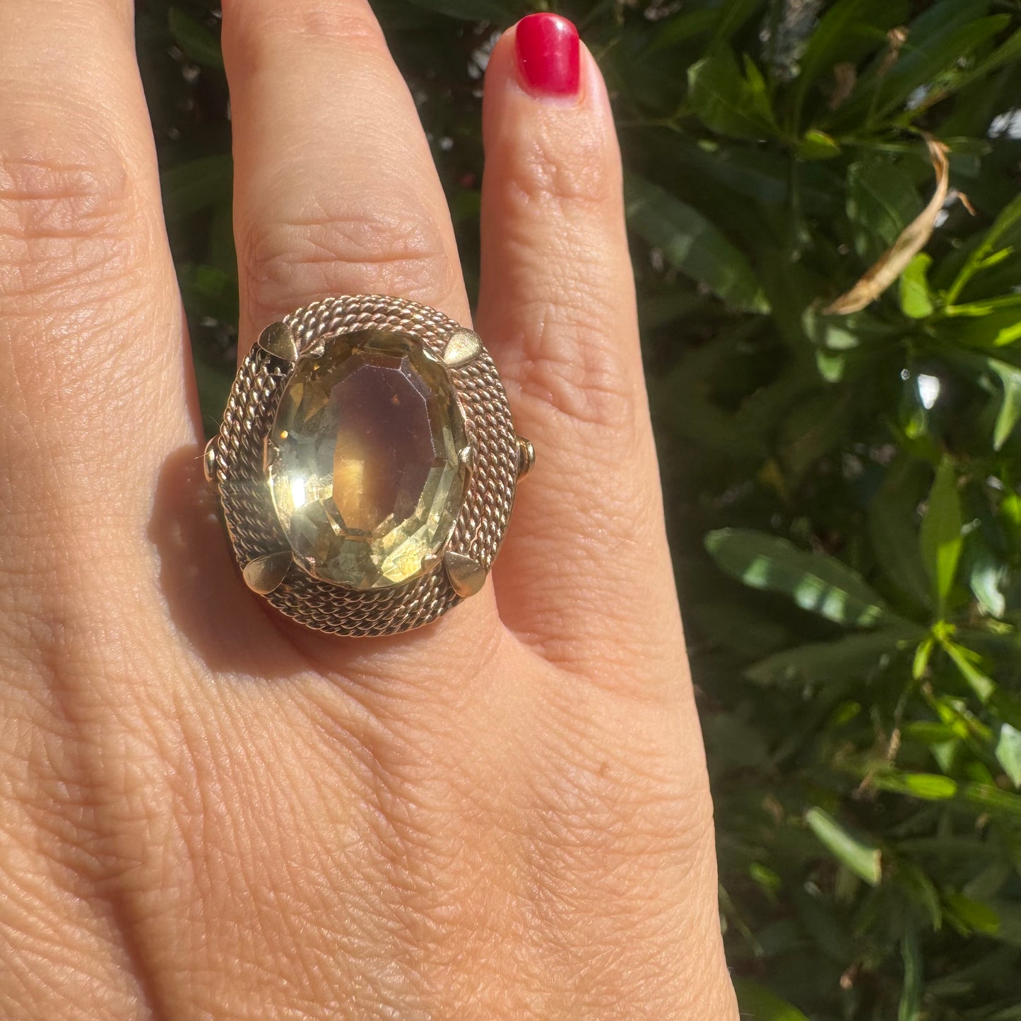 14K gold ring set with Smoky Quartz