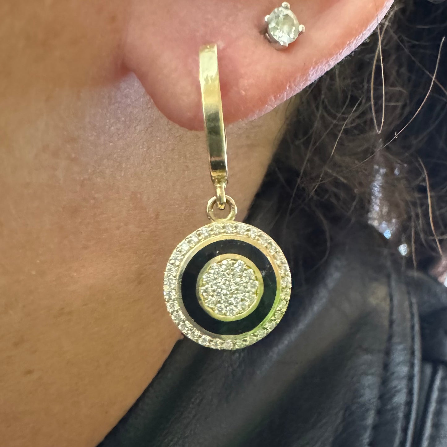 14K gold earrings set with Diamonds