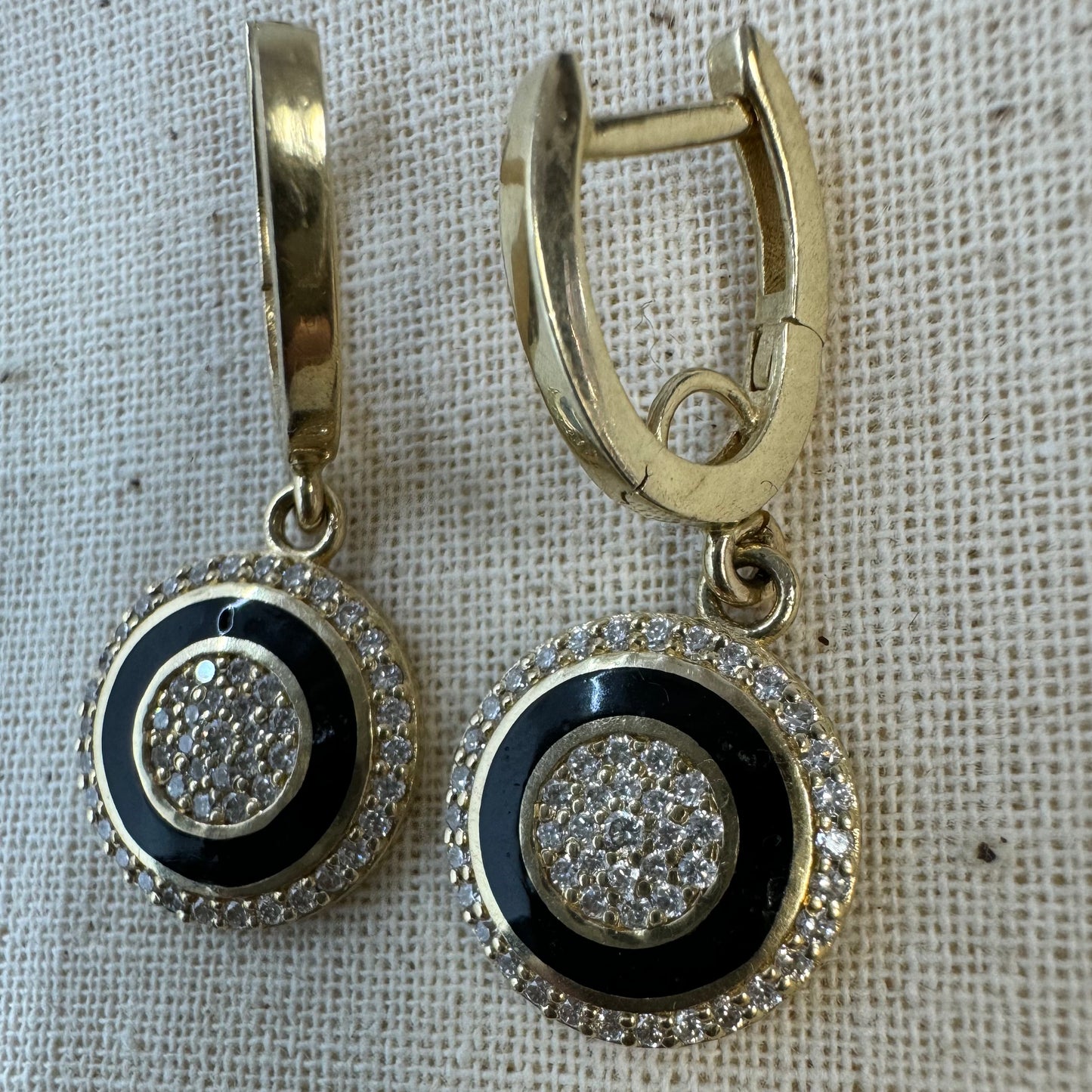 14K gold earrings set with Diamonds